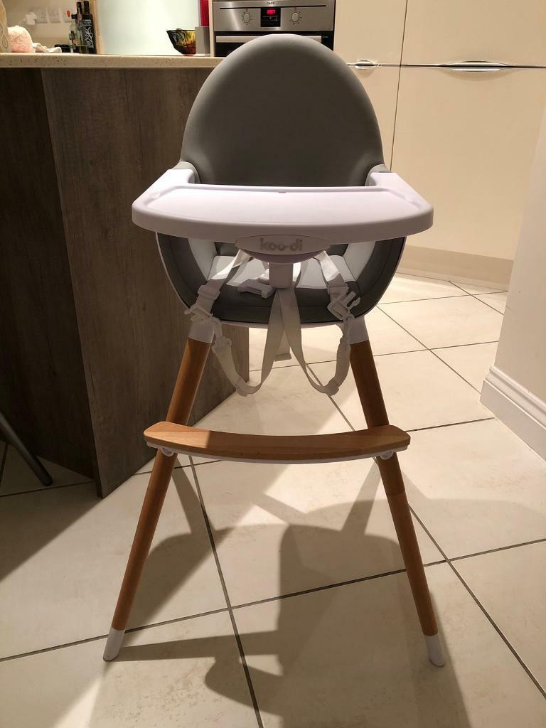 grey wooden high chair